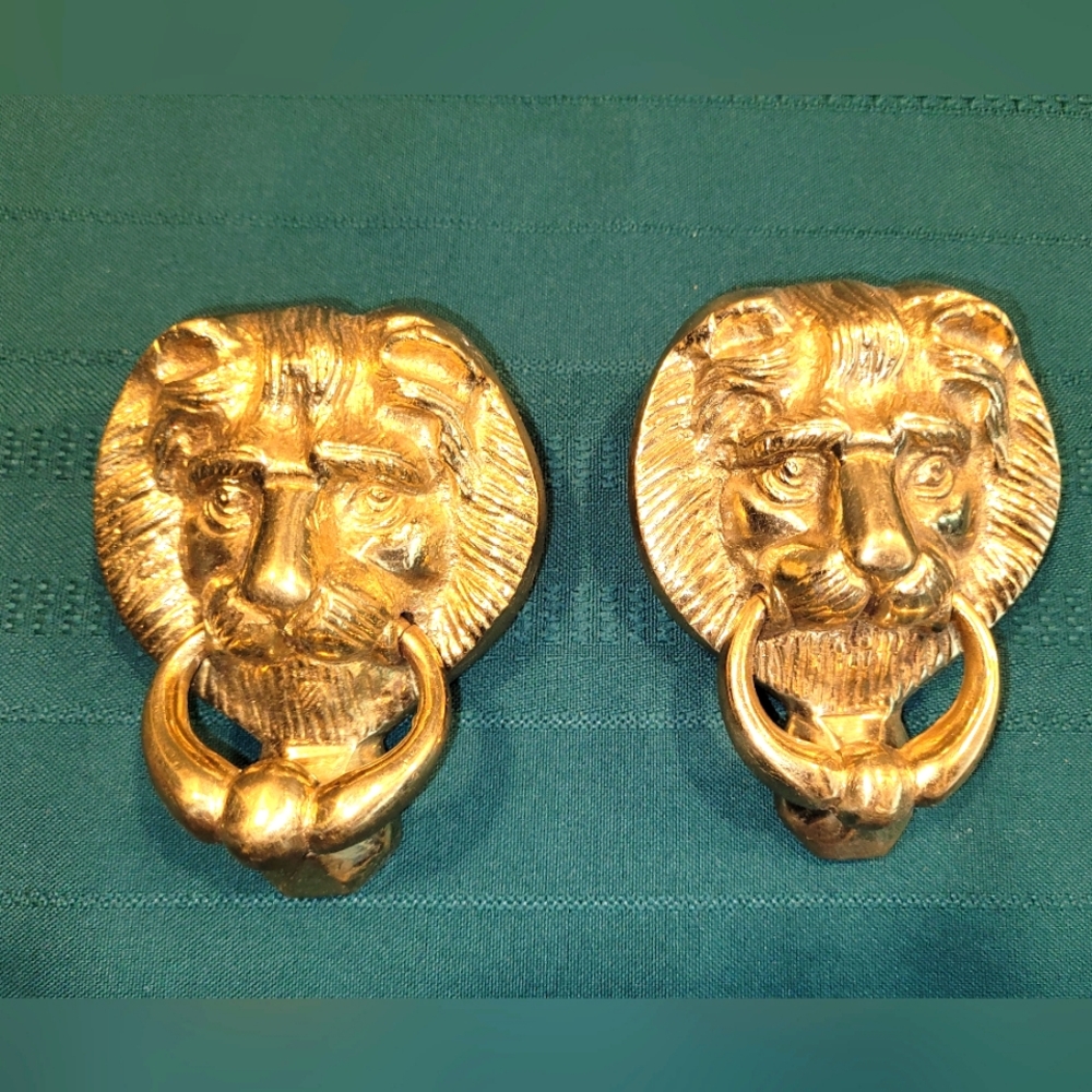 Pair Brass Lion Door Knockers